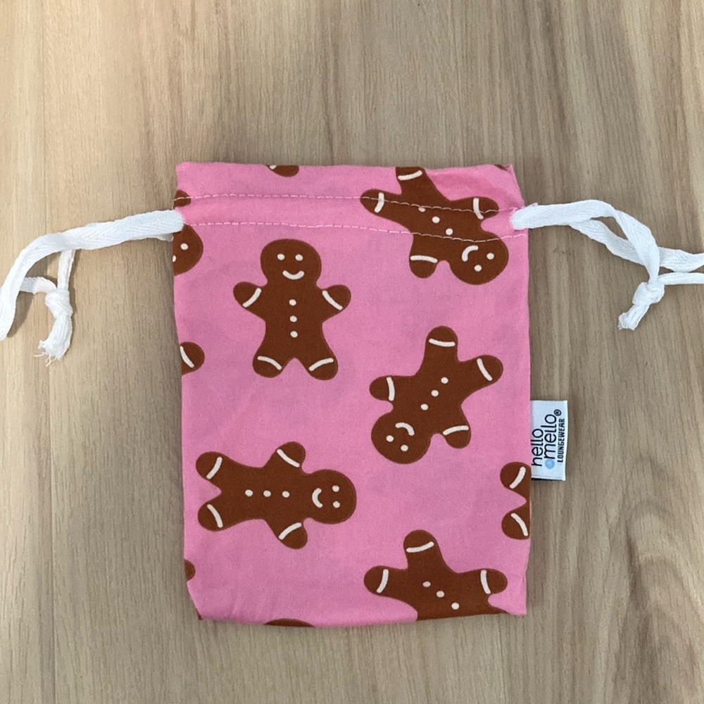 Pink and Brown Gingerbread Drawstring Bag